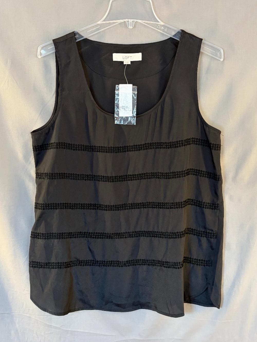 LOFT Sleeveless Blouse with Sequins, Black color Size M (NWT)
